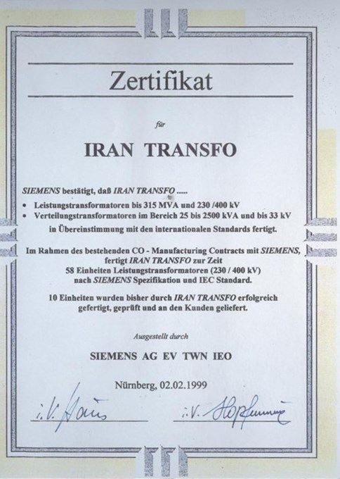 Siemens Certificate  German