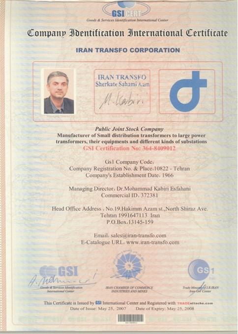 GSI Cert  Company Identification International Certificate