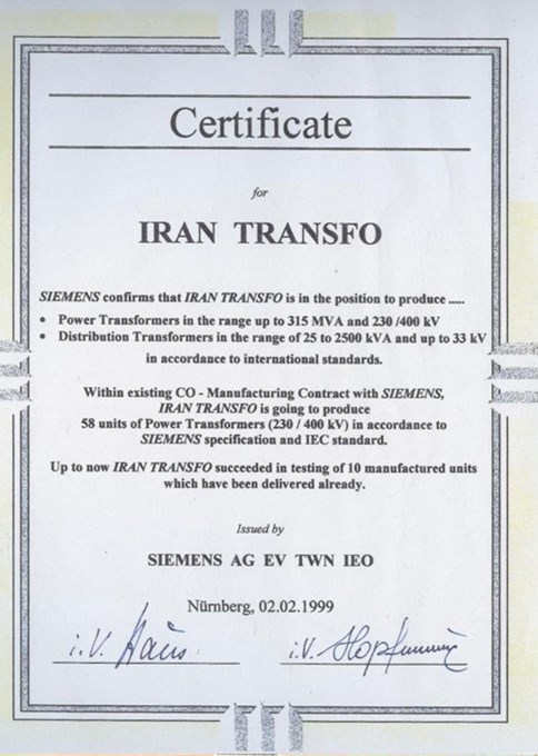 Siemens Certificate  English